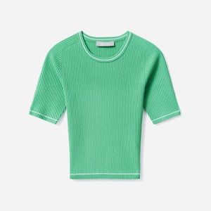 Everlane Ribbed Merino Tee in Neon Green